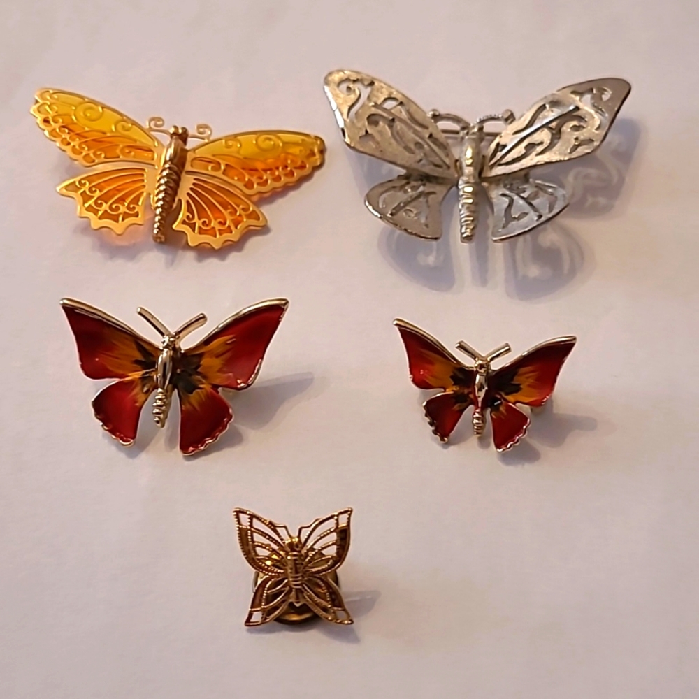 Lot Vtg. Butterfly Brooches/Pins